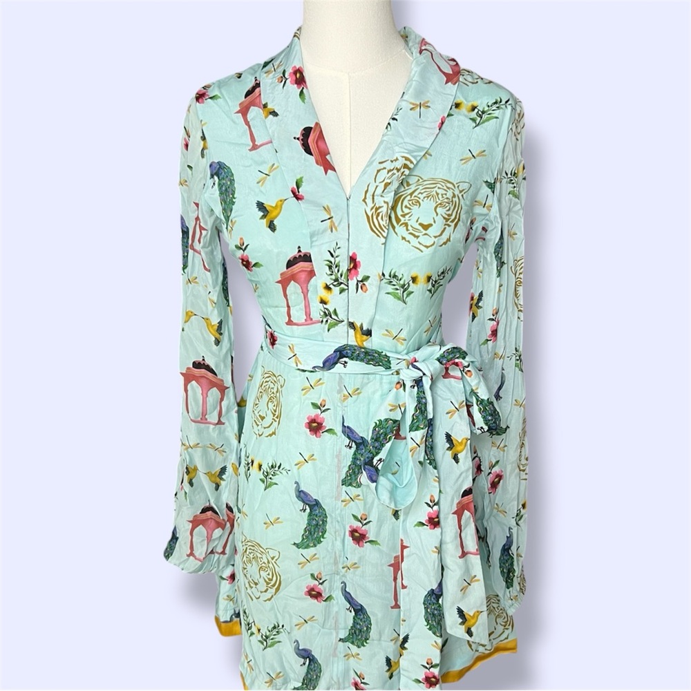 Verandah Long Sleeve Shirt Dress - in Sky Tiger Chhatri - Picture 2 of 8